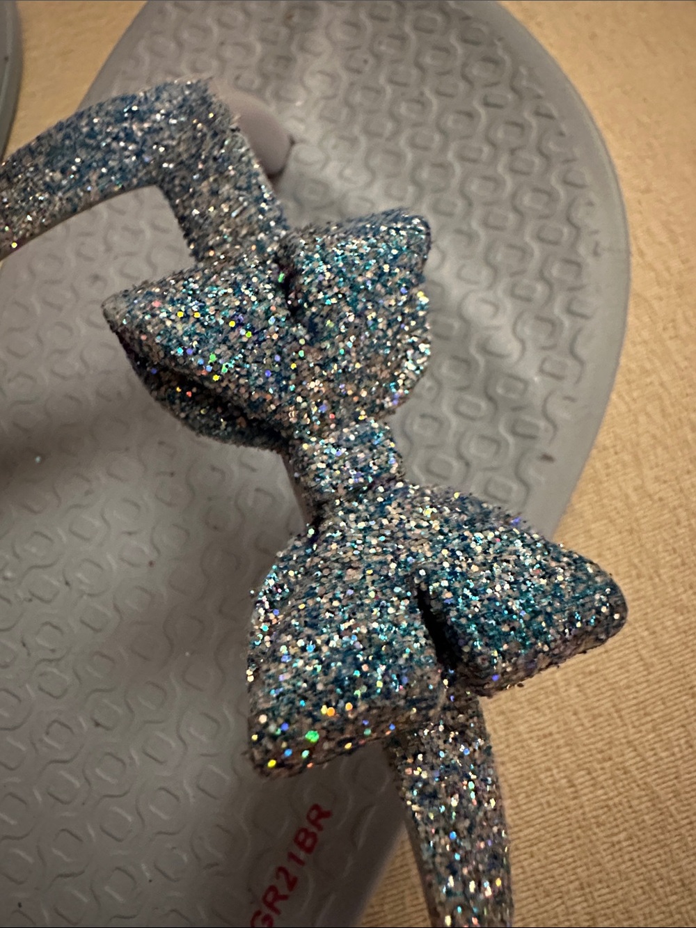 Brand New Size 2 blue glitter flip flops - Picture 2 of 6